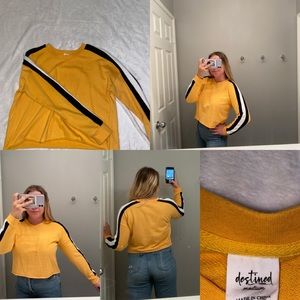 cute light top ! yellow with black&white stripe!